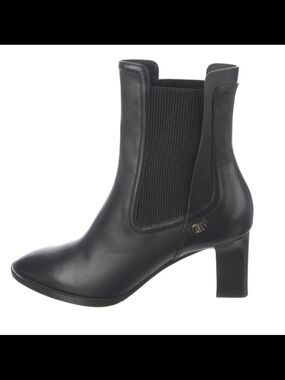 Salvatore Ferragamo Black Leather Chelsea Ankle Boot